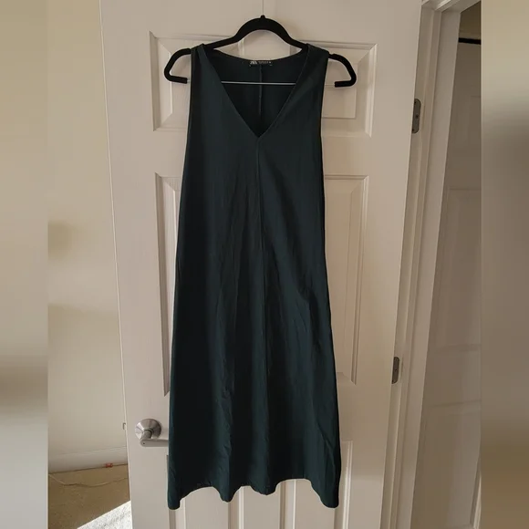 Zara Green Sheath Dress V-Neck Sleeveless - Picture 5 of 9